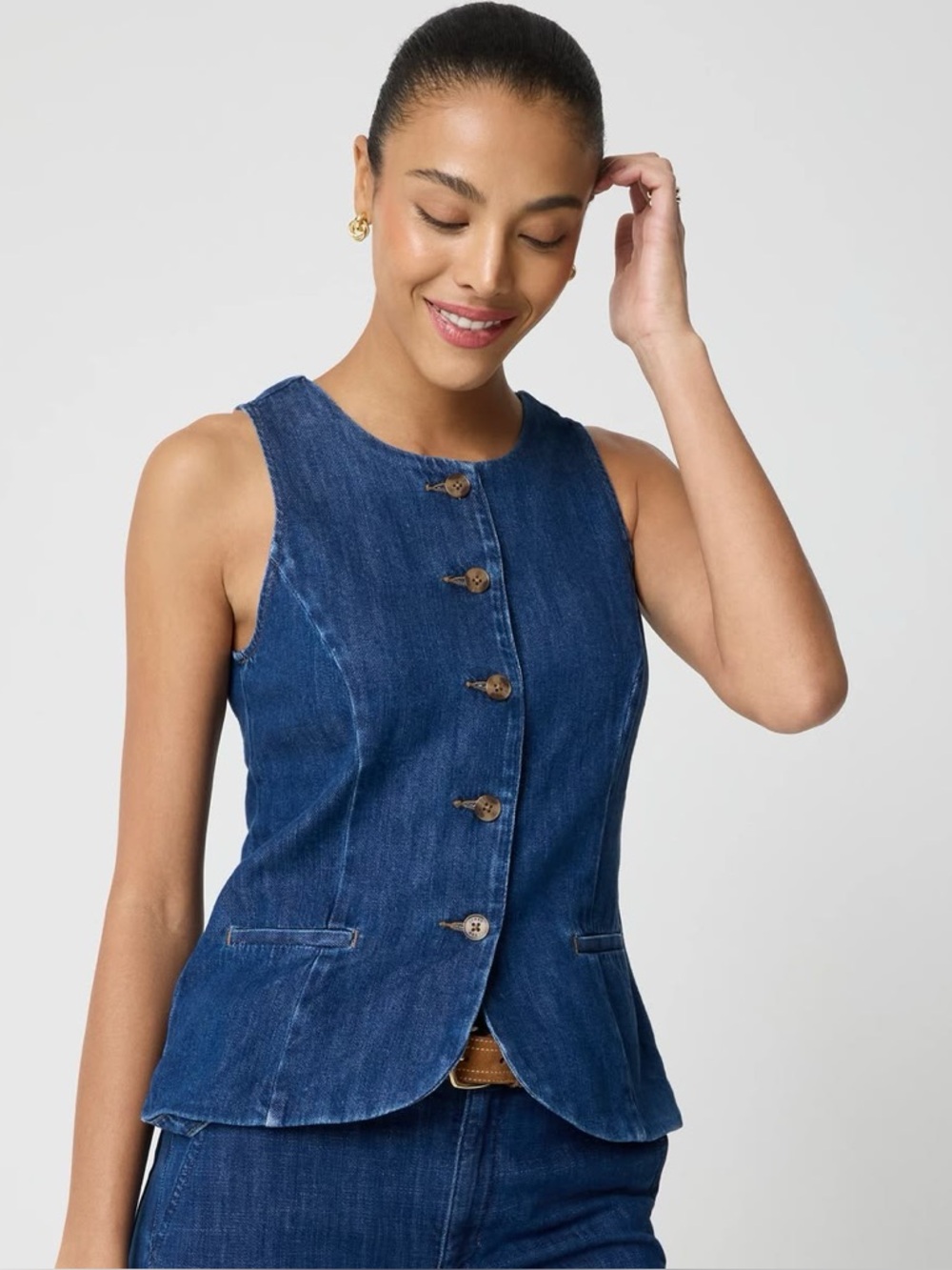 J. Crew Long Denim Button-front Vest